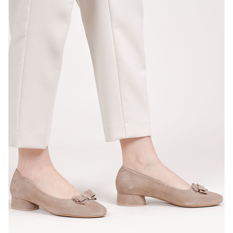 Marco Shoes Elégantes ballerines beiges 1811P avec nœud 1