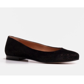 Marco Shoes Ballerines en cuir suédé argenté noir 1