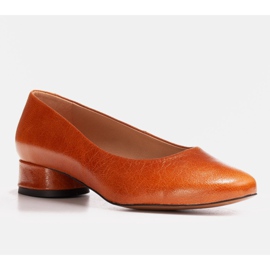 Marco Shoes Ballerines en cuir grainé marron brun 1