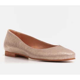 Marco Shoes Ballerines en cuir suédé souple doré 1