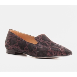 Marco Shoes Ballerines Lordsy en cuir suédé à motif peau de serpent noir 1