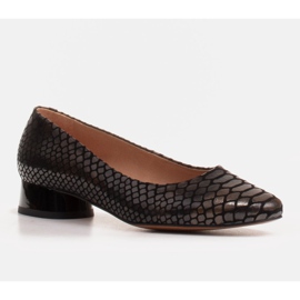Marco Shoes Ballerines en peau de serpent à talon rond le noir 1 Marco Shoes Ballerines en peau de serpent à talon rond le noir 1