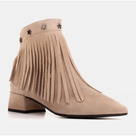 Marco Shoes Boots originales en daim à franges décoratives beige 1