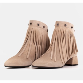 Marco Shoes Boots originales en daim à franges décoratives beige 4