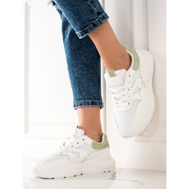 TRENDI Baskets élégantes à paillettes blanc 1