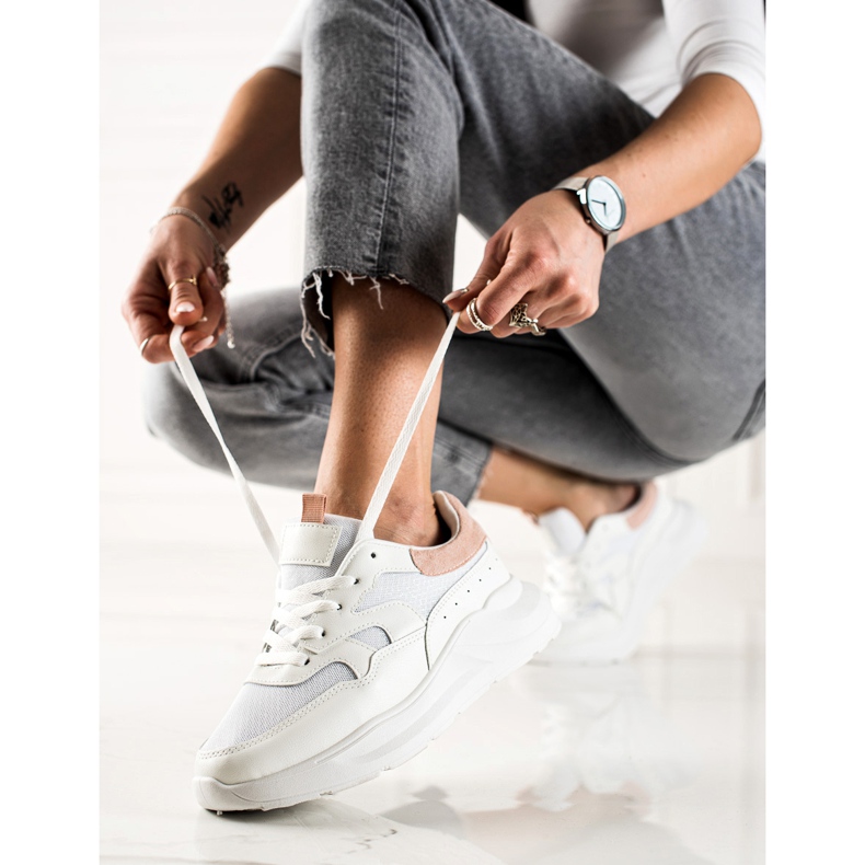 TRENDI Baskets élégantes à paillettes blanche 2