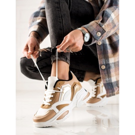 TRENDI Baskets mode blanc brun 1