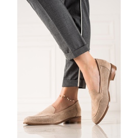 Vinceza Chaussures en daim ajouré beige 1
