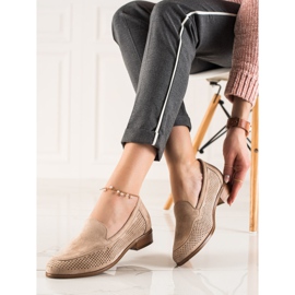 Vinceza Chaussures en daim ajouré beige 2