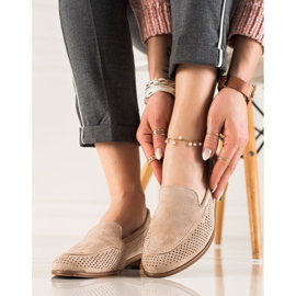 Vinceza Chaussures en daim ajouré beige 3