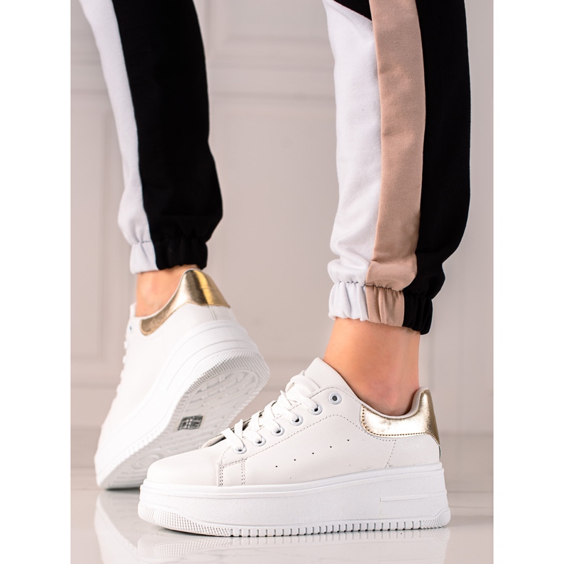 Fashion Baskets à la mode sur la plate-forme blanc doré 1