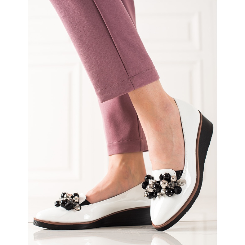 W. Potocki Chaussures compensées élégantes blanc 1