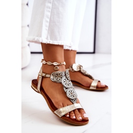 Lewski Shoes Sandales Cuir Ajourées Lewski 3049 Doré 2