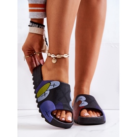 PS1 Chaussons en caoutchouc noirs à imprimé monstres bleu marine 2