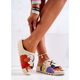 PS1 Chaussons Caoutchouc Imprimés Monstres Beiges 3