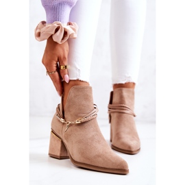 PS1 Inessa Bottes de cowboy en daim beige foncé à rayures 1