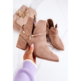 PS1 Inessa Bottes de cowboy en daim beige foncé à rayures 7