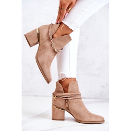 PS1 Inessa Bottes de cowboy en daim beige foncé à rayures 4