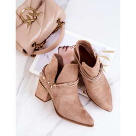 PS1 Inessa Bottes de cowboy en daim beige foncé à rayures 6
