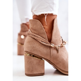 PS1 Inessa Bottes de cowboy en daim beige foncé à rayures 5