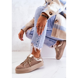 PF1 Chaussures De Sport En Cuir Sur Une Plateforme Mary Ann Beige 2