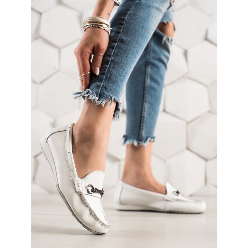 Goodin Mocassins en cuir blancs blanche 1