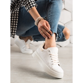 Ideal Shoes Baskets blanches classiques 3