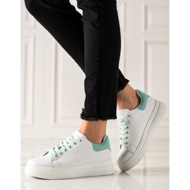 Ideal Shoes Baskets blanches classiques vert 4