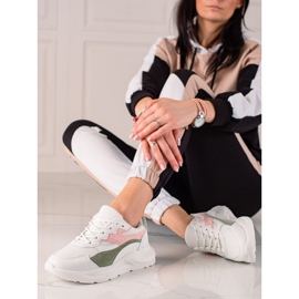 TRENDI Baskets blanches décontractées rose vert 2