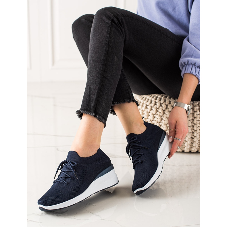 Goodin Chaussures compensées à lacets bleu marine 2