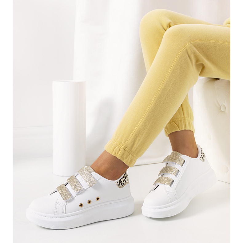 Baskets femme Herrick blanches et dorées 1