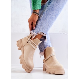 PS1 Bottes Worker Daim À Bandes Beige Clair Moriah 3