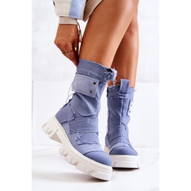 PS1 Chaussons High Workers sur une fermeture éclair Nerisa bleue 1