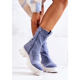 PS1 Chaussons High Workers sur une fermeture éclair Nerisa bleue 2
