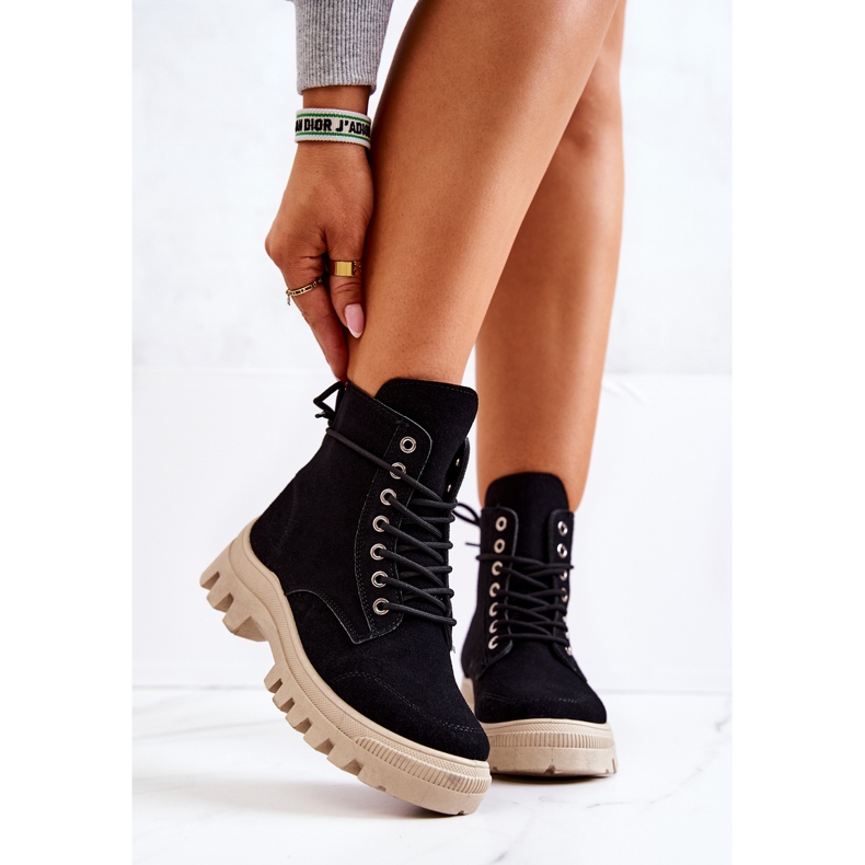 PS1 Bottes en daim à nouer ouragan noir le noir 2