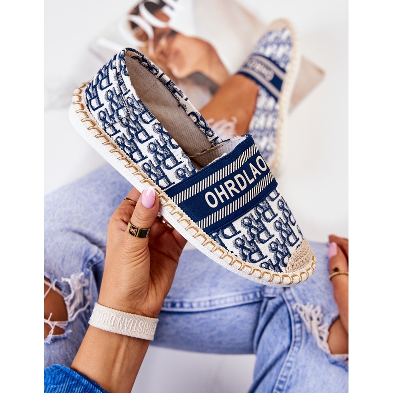 Espadrilles bleues classiques Warm Time blanche 1