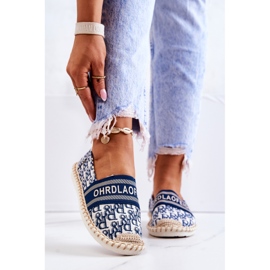 Espadrilles bleues classiques Warm Time blanche 2