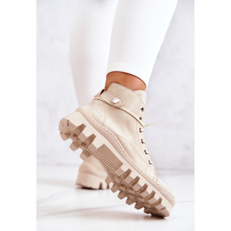 PK1 Bottes Marsha beiges trappeurs nouées 1