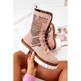 Bottes Hautes en Cuir Workers Nicole Rose 2706 beige 2