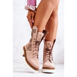 Bottes Hautes en Cuir Workers Nicole Rose 2706 beige 1