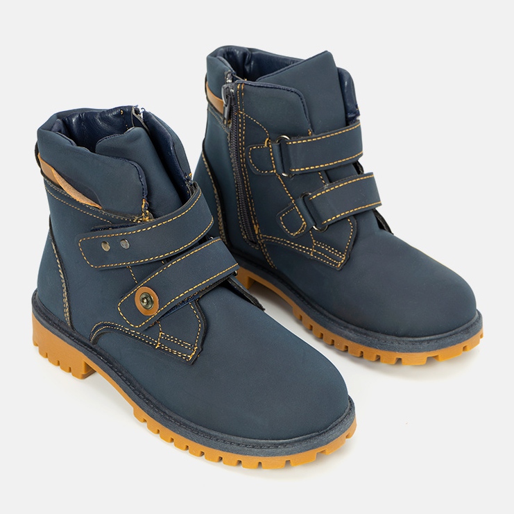 Bottines enfant bleu marine Marcil jaune 1