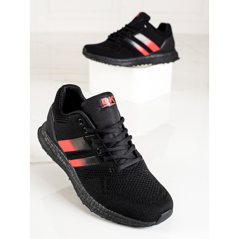 DK Chaussures de sport pour hommes à brides noir rouge 2