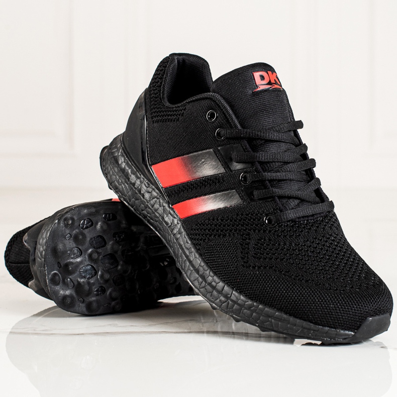 DK Chaussures de sport pour hommes à brides noir rouge 1