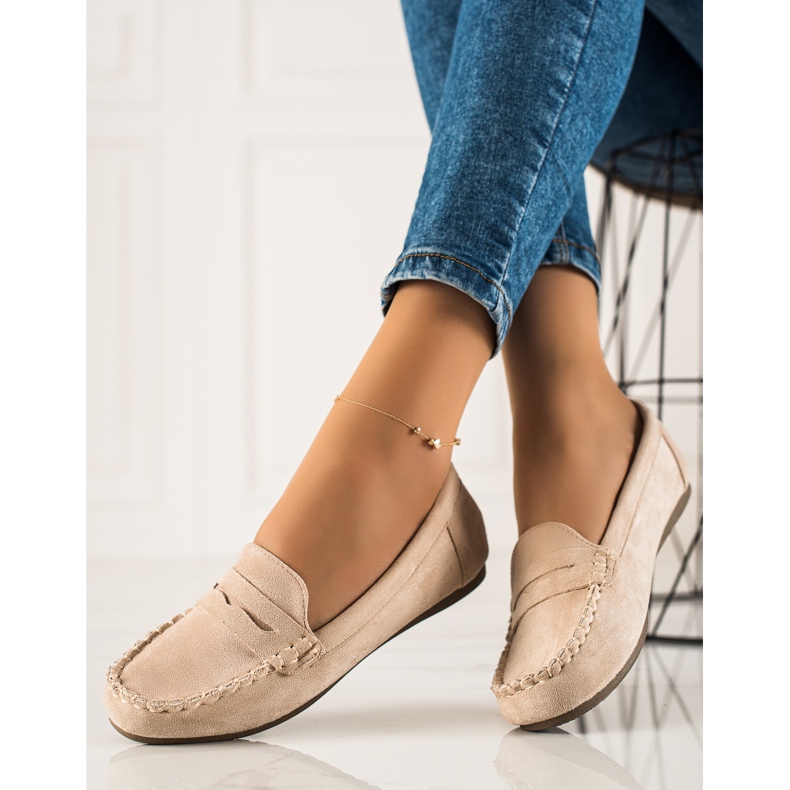 TRENDI Mocassins classiques en daim beige 1