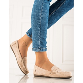 TRENDI Mocassins classiques en daim beige 2