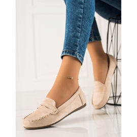 TRENDI Mocassins classiques en daim beige 4