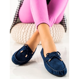 TRENDI Mocassins En Daim Avec Nœud bleu marin 3