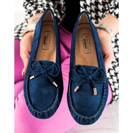 TRENDI Mocassins En Daim Avec Nœud bleu marin 4
