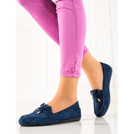 TRENDI Mocassins En Daim Avec Nœud bleu marin 1