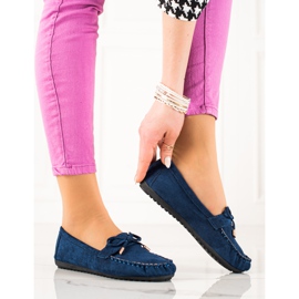 TRENDI Mocassins En Daim Avec Nœud bleu marin 2